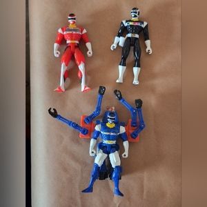 Vintage Power Rangers in Space Blue, Red, Black Rangers 5.5" Figures Bandai 1997